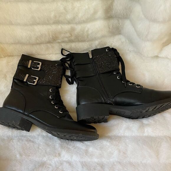 Circus by Sam Edelman Dorothy black combat boots with glittery straps size 10M - Picture 11 of 12